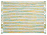 Blanket Yellow and Green Acrylic 130 x 170 cm Striped Pattern Tassels Boho Style Living Room Bedroom Accent Piece Beliani