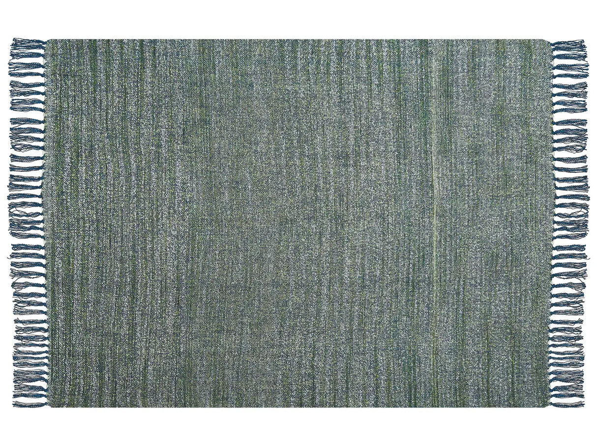 Blanket Blue and Green Acrylic 130 x 170 cm Tassels Boho Style Living Room Bedroom Accent Piece Beliani