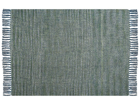 Blanket Blue and Green Acrylic 130 x 170 cm Tassels Boho Style Living Room Bedroom Accent Piece Beliani