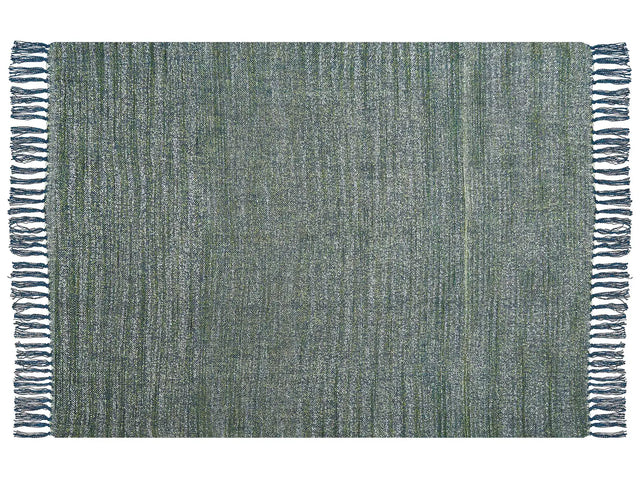 Blanket Blue and Green Acrylic 130 x 170 cm Tassels Boho Style Living Room Bedroom Accent Piece Beliani