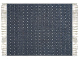 Blanket Dark Blue Cotton Acrylic 130 x 170 cm Geometric Pattern Tassels Boho Style Living Room Bedroom Accent Piece Beliani