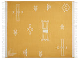 Blanket Yellow Acrylic Polyester 130 x 170 cm Geometric Pattern Tassels Modern Style Living Room Bedroom Accent Piece Beliani