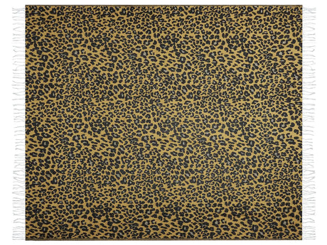 Blanket Brown and Black Acrylic Polyester 130 x 170 cm Leopard Pattern Tassels Modern Style Living Room Bedroom Accent Piece Beliani