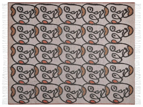 Blanket Multicolour Acrylic Polyester 130 x 170 cm Face Motif Abstract Pattern Tassels Modern Style Living Room Bedroom Accent Piece Beliani