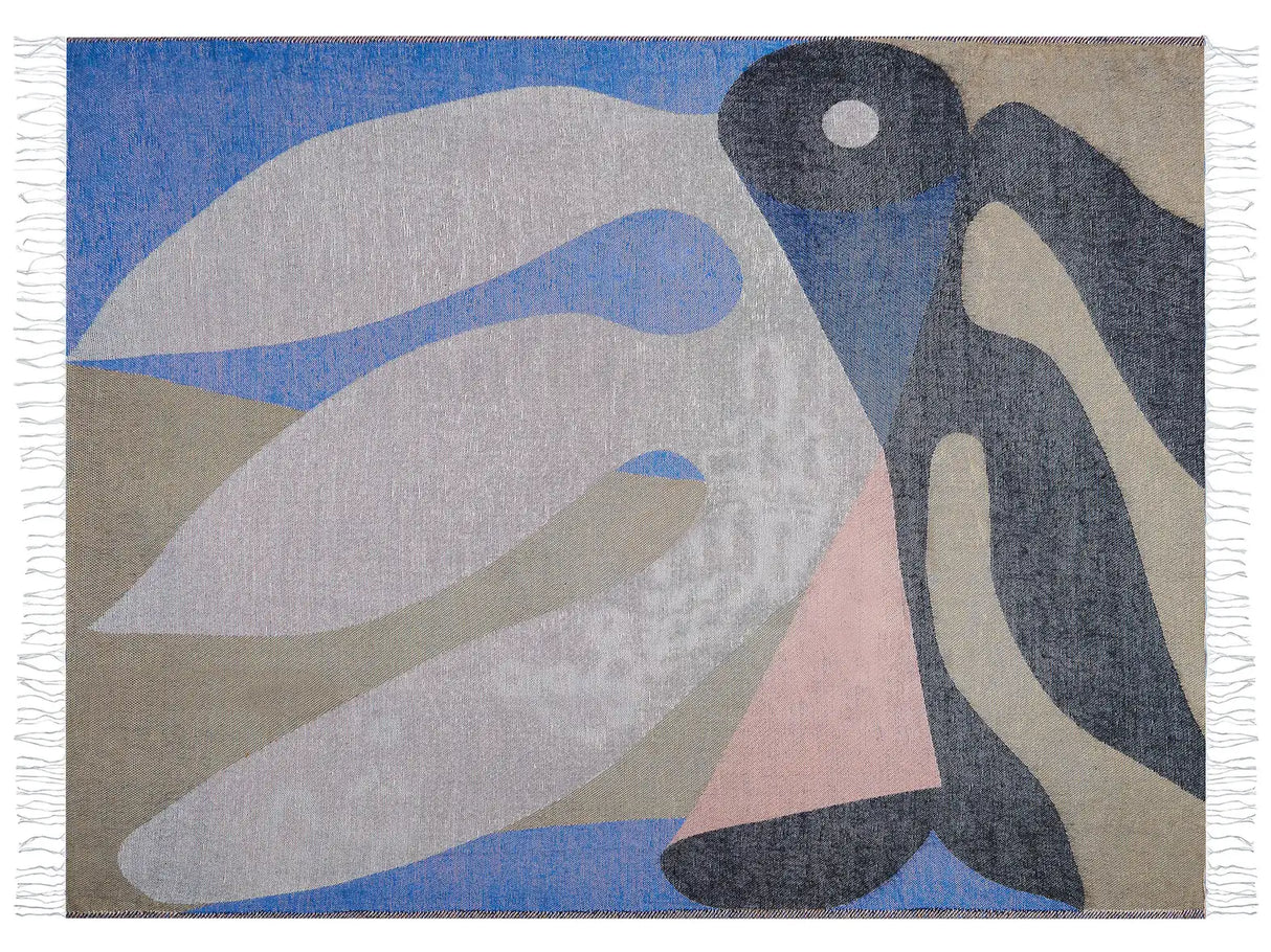 Blanket Multicolour Acrylic and Polyester 130 x 170 cm Bed Throw Abstract Pattern Fringes Bedroom Living Room Beliani