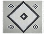 Blanket Grey Acrylic and Polyester 130 x 170 cm Bed Throw Geometric Pattern Fringes Bedroom Living Room Beliani