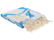 Blanket Blue Acrylic and Polyester 130 x 170 cm Bed Throw Floral Pattern Fringes Bedroom Living Room Beliani