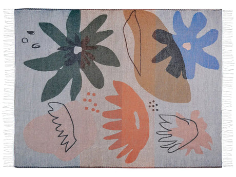 Blanket Multicolour  Polyester and Acrylic Blend 130 x 170 cm Decorative Floral Pattern Beliani