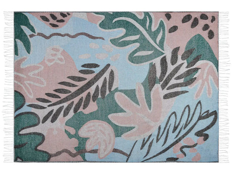 Blanket Multicolour Polyester and Acrylic Blend 130 x 170 cm Decorative Floral Pattern Double-Sided Pattern Beliani