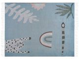 Blanket  Blue Polyester and Acrylic Blend 130 x 170 cm Decorative Throw Animal Reverse Pattern Beliani