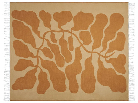 Blanket  Beige and Orange Polyester and Acrylic Blend 130 x 170 cm Decorative Throw Abstaract Reverse Pattern Beliani