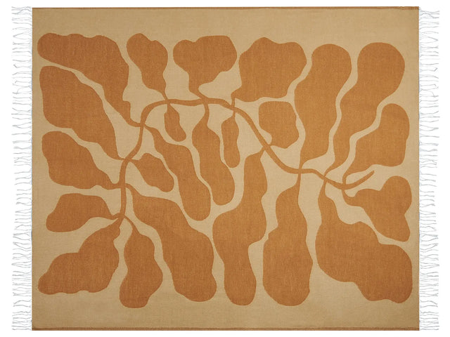 Blanket  Beige and Orange Polyester and Acrylic Blend 130 x 170 cm Decorative Throw Abstaract Reverse Pattern Beliani