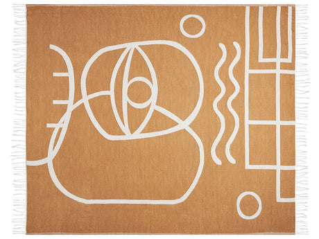 Blanket Orange Polyester and Acrylic Blend 130 x 170 cm Decorative Abstract Pattern Double-Sided Pattern Beliani