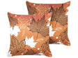 Set of 2 Decorative Cushions Orange Velvet 45 x 45 cm Leaf Pattern Boho Decor Accessories Beliani