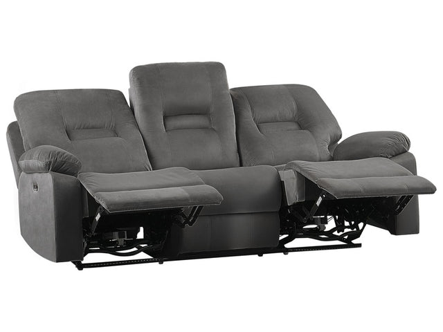 Recliner Sofa 3 Seater Dark Grey Velvet Electric Adjustable Back and Footrest with LED Modern Living Room Beliani