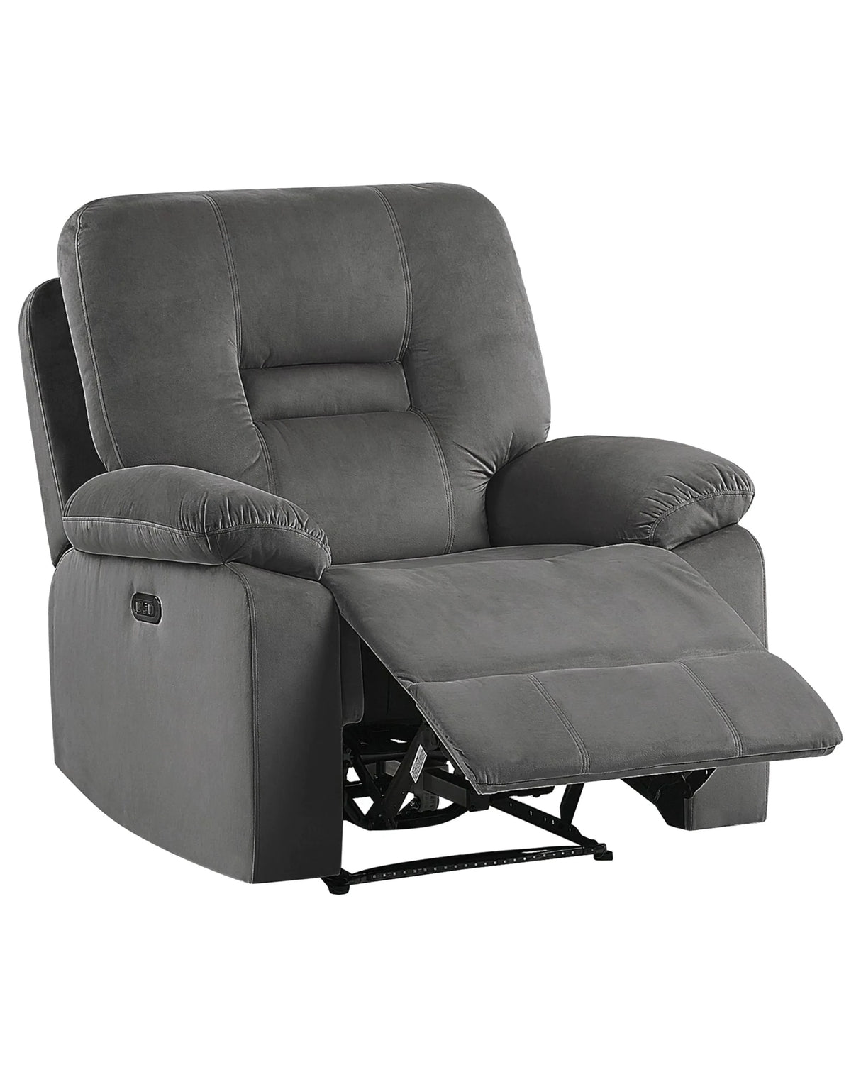 Recliner Chair Dark Grey Velvet Electric Adjustable Back and Footrest with LED Modern Living Room Beliani