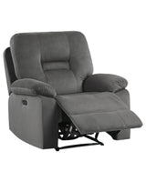 Recliner Chair Dark Grey Velvet Electric Adjustable Back and Footrest with LED Modern Living Room Beliani