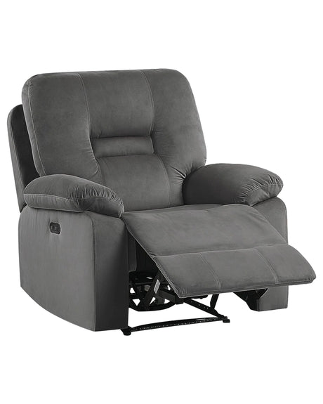 Recliner Chair Dark Grey Velvet Electric Adjustable Back and Footrest with LED Modern Living Room Beliani