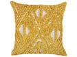 Scatter Cushion Yellow Cotton 45 x 45 cm Geometric Pattern Slub Tufted Embroidered Removable Covers with Filling Boho Style Beliani