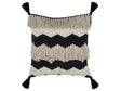 Decorative Cushion Beige and Black Cotton 45 x 45 cm With Tassels Boho Geometric Pattern Handmade Accent Piece Beliani