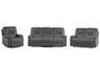 Living Room Set 3 and 2 Seater Armchair Dark Grey Electric Recliner with LED Velvet Adjustable Back and Footrest Beliani