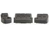 Living Room Set 3 and 2 Seater Armchair Dark Grey Electric Recliner with LED Velvet Adjustable Back and Footrest Beliani