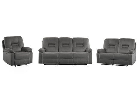 Living Room Set 3 and 2 Seater Armchair Dark Grey Electric Recliner with LED Velvet Adjustable Back and Footrest Beliani