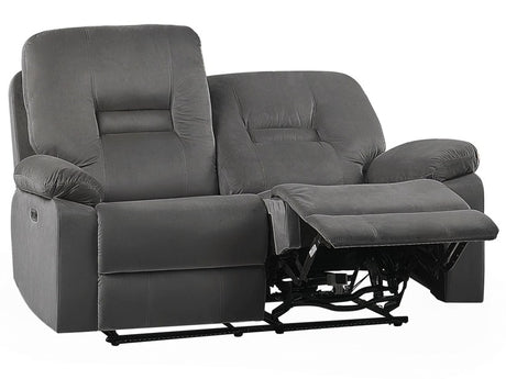 Recliner Sofa 2 Seater Dark Grey Velvet Electric Adjustable Back and Footrest with LED Modern Living Room Beliani