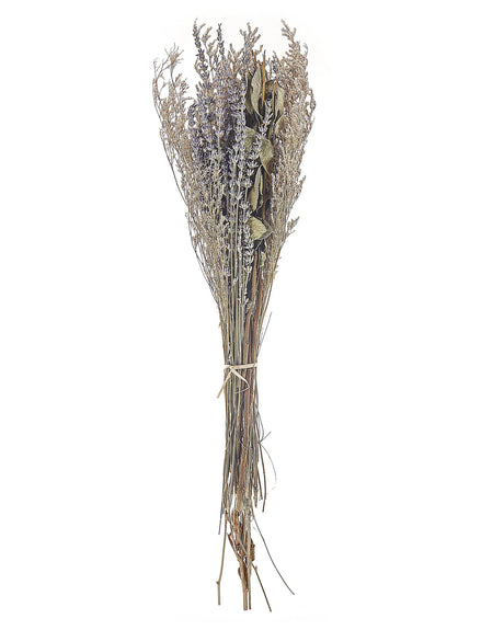 Dried Flower Bouquet Violet and Green Natural Dried Flowers 70 cm Wrapped in Brown Paper Natural Table Decoration Beliani