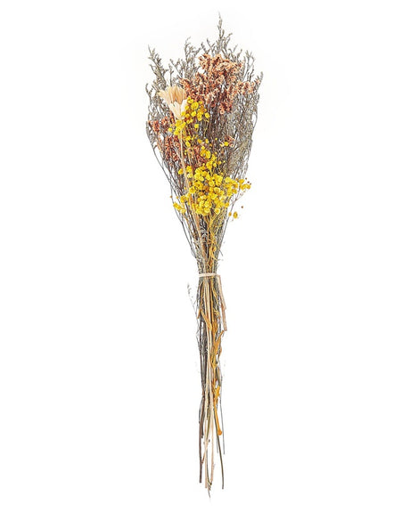 Dried Flower Bouquet Orange and Yellow Natural Dried Flowers 65 cm Wrapped in Brown Paper Natural Table Decoration Beliani