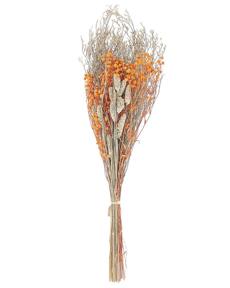 Dried Flower Bouquet Orange Natural Dried Flowers 65 cm Wrapped in Brown Paper Natural Table Decoration Beliani