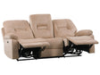 Recliner Sofa 3 Seater Beige Velvet Electric Adjustable Back and Footrest with LED Light Modern Living Room Beliani