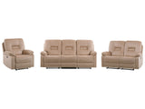 Living Room Set 3 and 2 Seater Armchair Beige Electric Recliner with LED Light Velvet Adjustable Back and Footrest Beliani