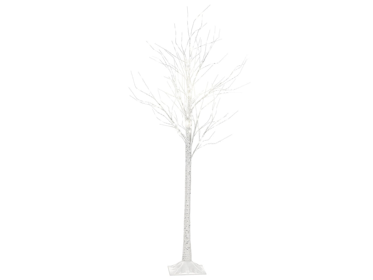 Outdoor LED Christmas Tree White Metal 190 cm Decoration Seasonal Home Garden Dcor with Lights Beliani