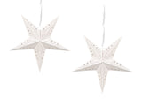 Set of 2 Star Lanterns White Paper 45 cm Glitter Hanging Christmas Home Decororation Seasonal Festive Beliani