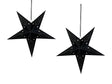 Set of 2 Star Lanterns Black Velvet Paper 45 cm Hanging Christmas Home Decororation Seasonal Festive Beliani