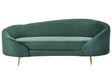 Sofa Emerald Green Velvet Glamour Curved Retro Styled 3 Seater with Gold Metallic Legs  Beliani