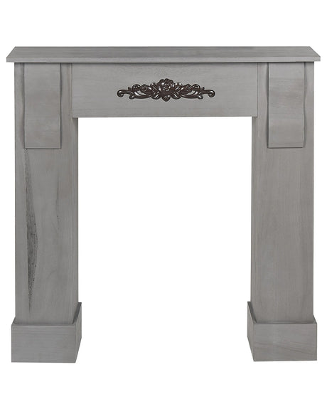 Fireplace Mantel Grey Paulownia 97 x 23 x 99 cm Fireplace Surround Ornated Milled Classic Traditional Living Room  Beliani