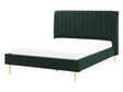 EU Double Size Panel Bed 4ft6 Green Velvet Slatted Base High Headrest Vintage Beliani