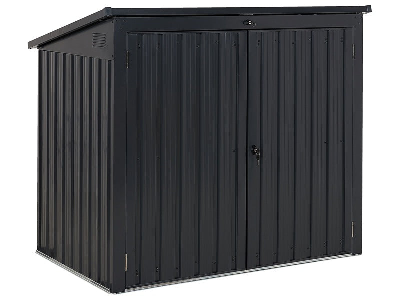 Garden Storage Shed Graphite Grey Galvanized Steel Waterproof Outdoor Storage for Garden Tools Equipment Beliani