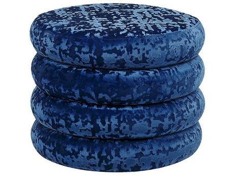 Storage Pouffe Navy Blue Velvet Upholstery Ottoman Modern Design Living Room Accessories Beliani