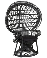 Peacock Chair Black Rattan 150 x 68 cm Wicker Indoor Outdoor Seat Pillow High Back Beliani