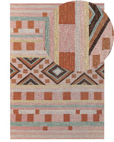 Area Rug Multicolour Wool 160 x 230  cm Hand Tufted Geometric  Pattern Boho Living Room Bedroom Beliani