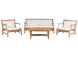 Garden Sofa Set Bamboo Wood White Cushions 4 Seater Modern Design Outdoor Conversation Set Beliani