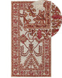 Area Rug Orange and Beig Wool 80 x 150 cm Hand Tufted Oriental Pattern Boho Living Room Bedroom Beliani