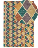Area Rug Mulitcolour Wool 160 x 230 cm Flat Weave Hand Tufted Geometric Pattern Beliani