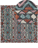 Area Rug Mulitcolour Wool 200 x 200 cm Flat Weave Hand Tufted Geometric Oriental Pattern Beliani