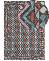 Area Rug Mulitcolour Wool 160 x 230 cm Flat Weave Hand Tufted Geometric Oriental Pattern Beliani
