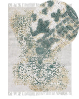 Viscose Area Rug Grey and Green 140 x 200 cm Oriental Distressed Living Room Bedroom Beliani