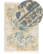 Viscose Area Rug Yellow and Green 140 x 200 cm Oriental Distressed Living Room Bedroom Beliani